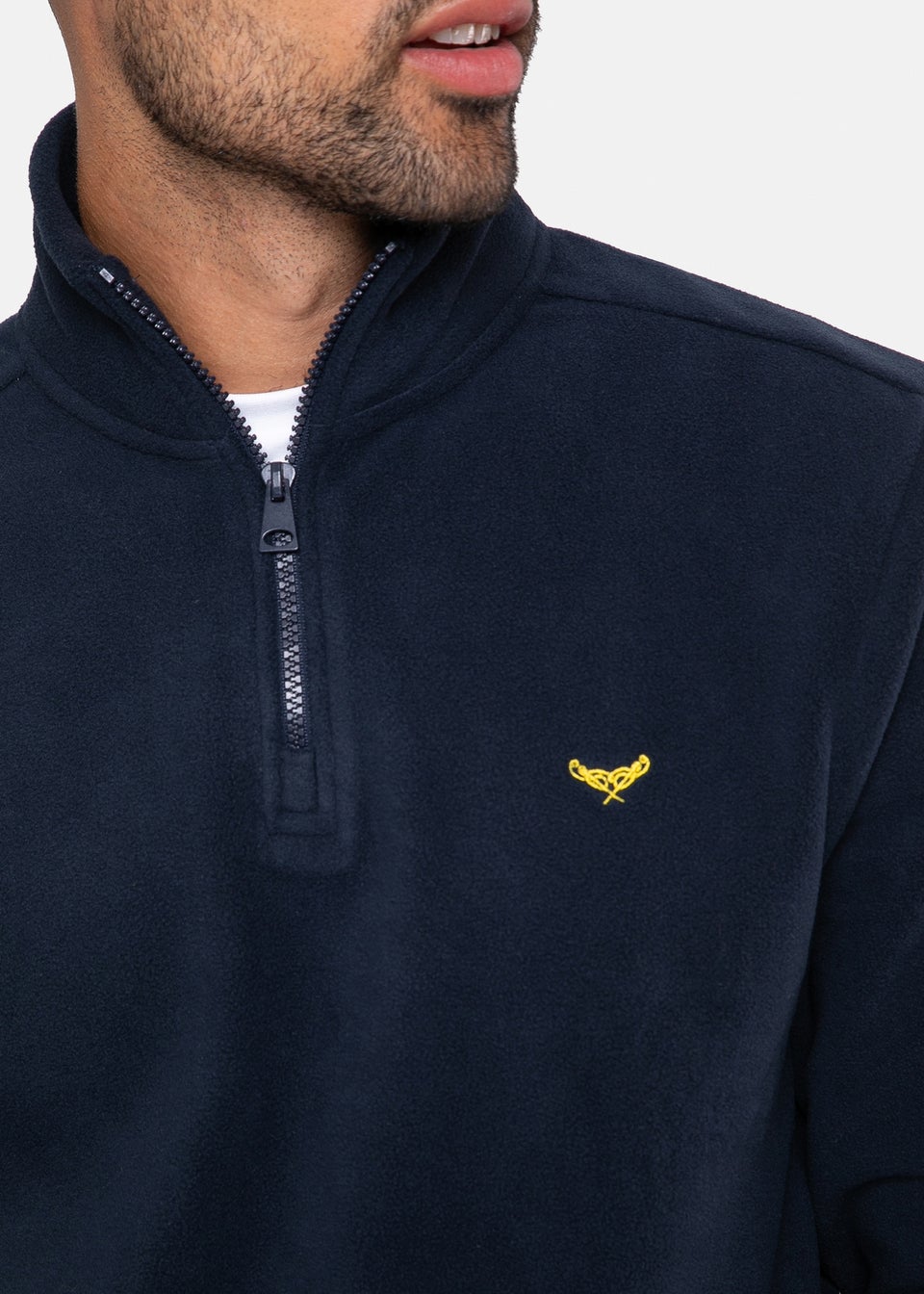 Threadbare Navy Quarter Zip Fleece Sweatshirt