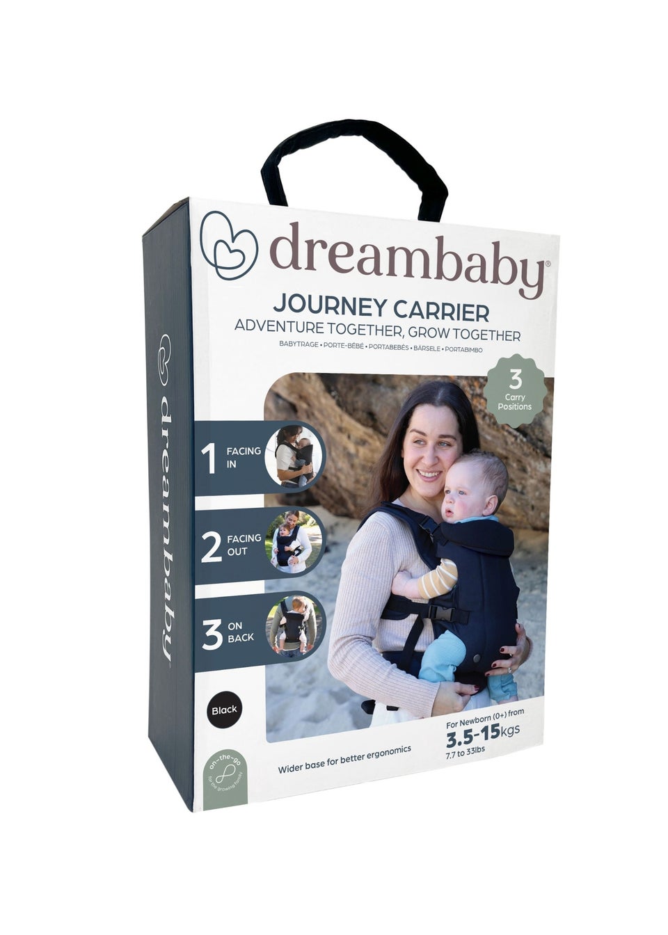 Dreambaby Black 3-Way Facing Journey Baby Carrier