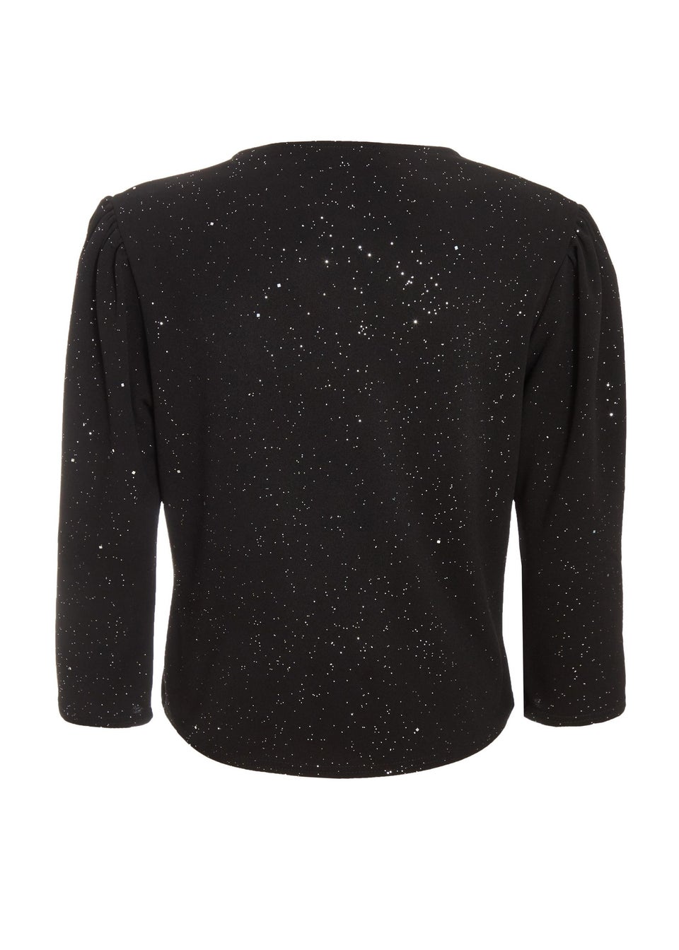 Quiz Black Glitter Cropped Jacket