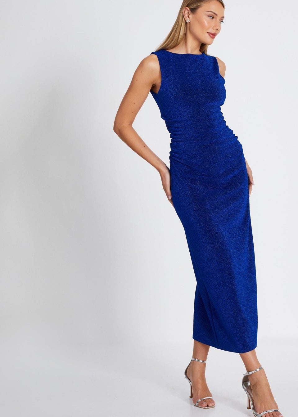 Quiz Blue High Neck Midaxi Dress