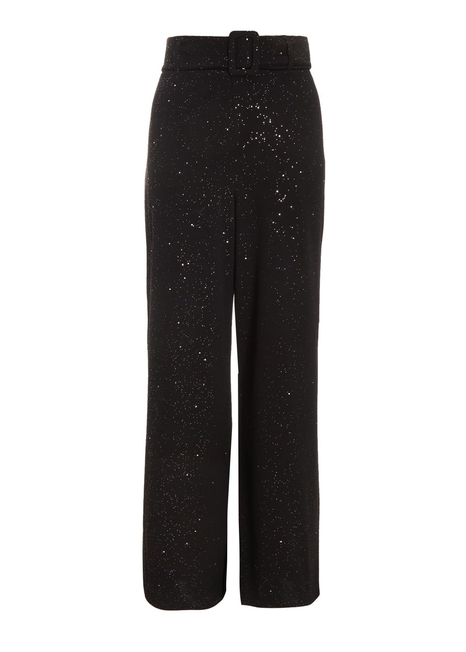 Quiz Black Glitter Palazzo Trousers