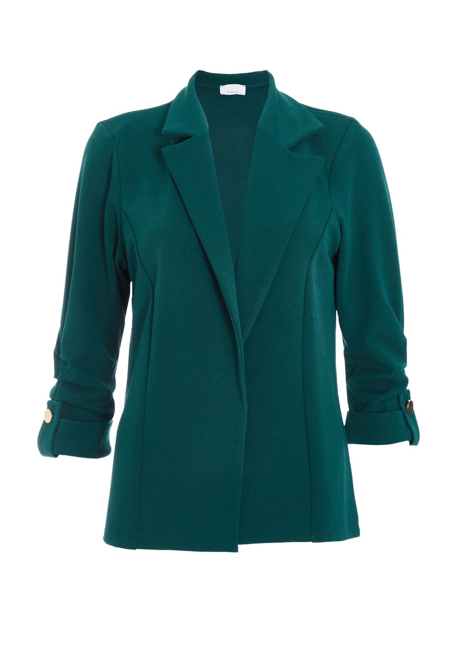 Quiz Green Petite Ruched Sleeve Blazer