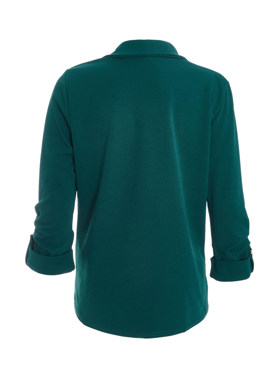Quiz Green Petite Ruched Sleeve Blazer