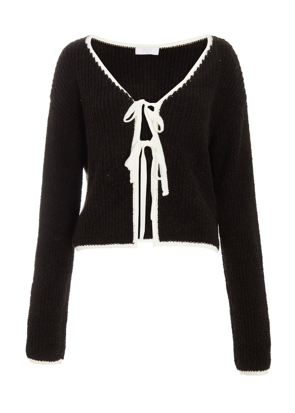 Quiz Black Knit Tie Front Cardigan