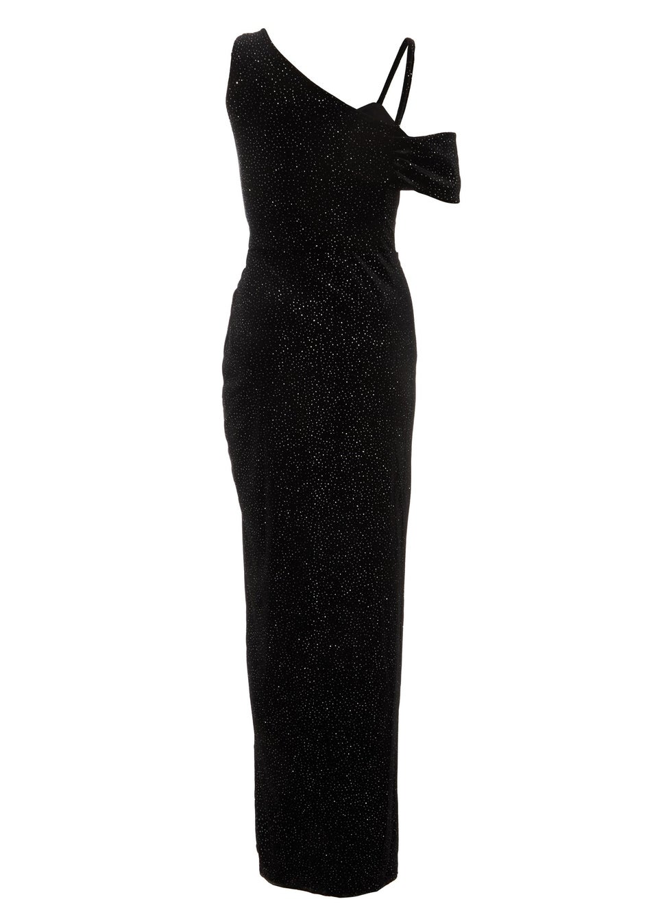 Quiz Black Velvet Glitter Maxi Dress