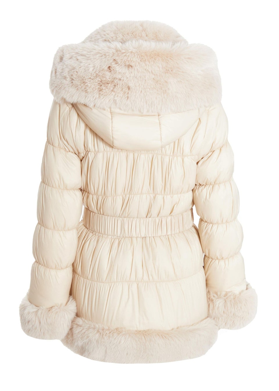 Quiz Stone Padded Faux Fur Trim Jacket