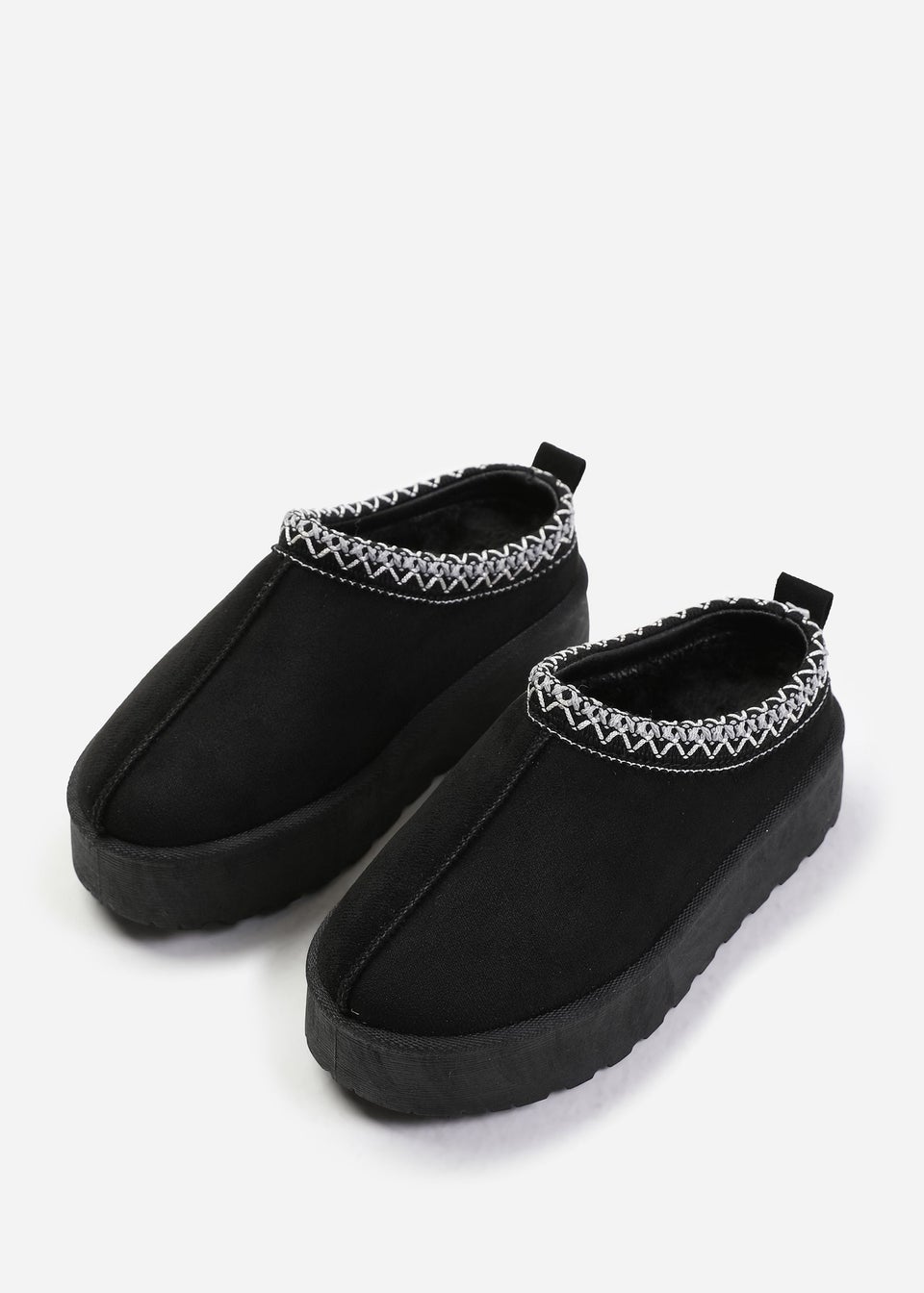 Where's That From Mango Black Faux-Suede Kids Embroidered Slipper Boots