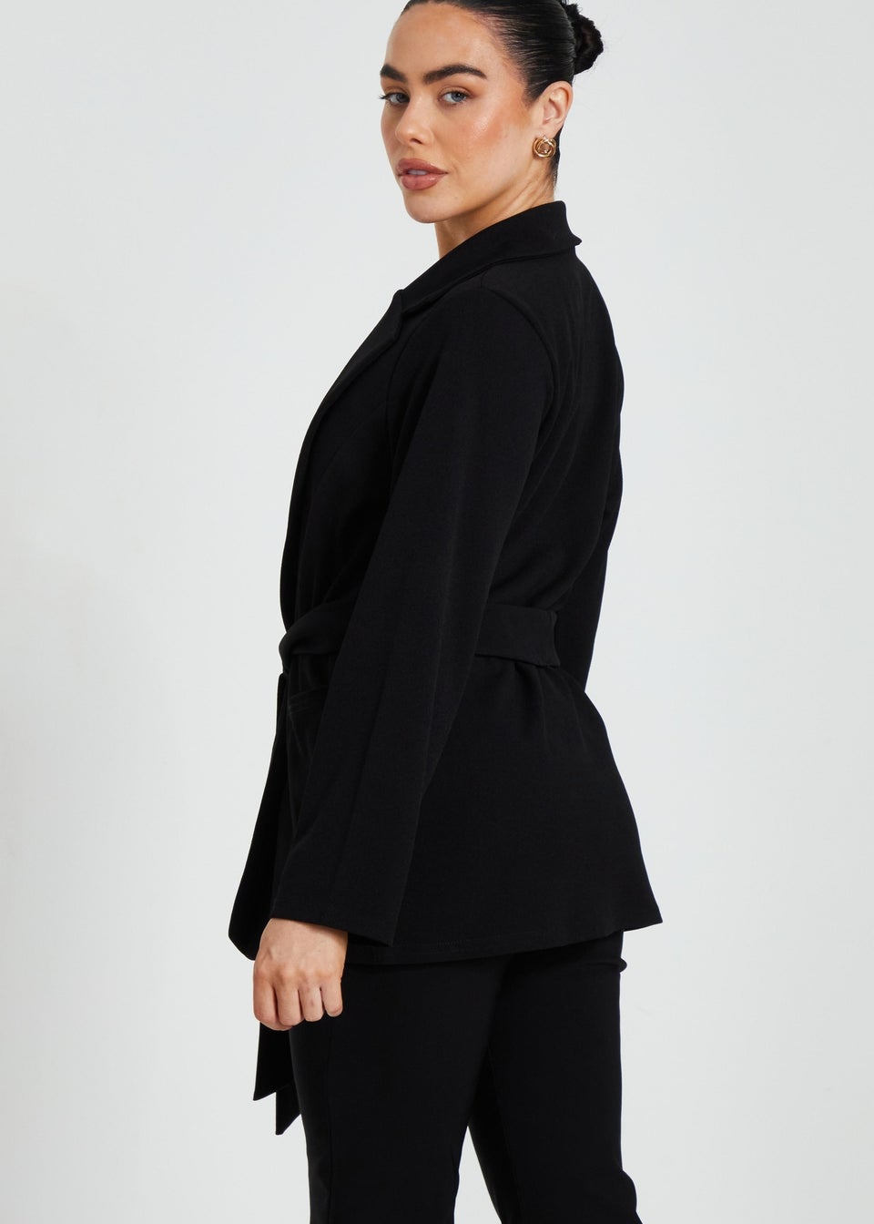 Quiz Black Petite Ruched Blazer