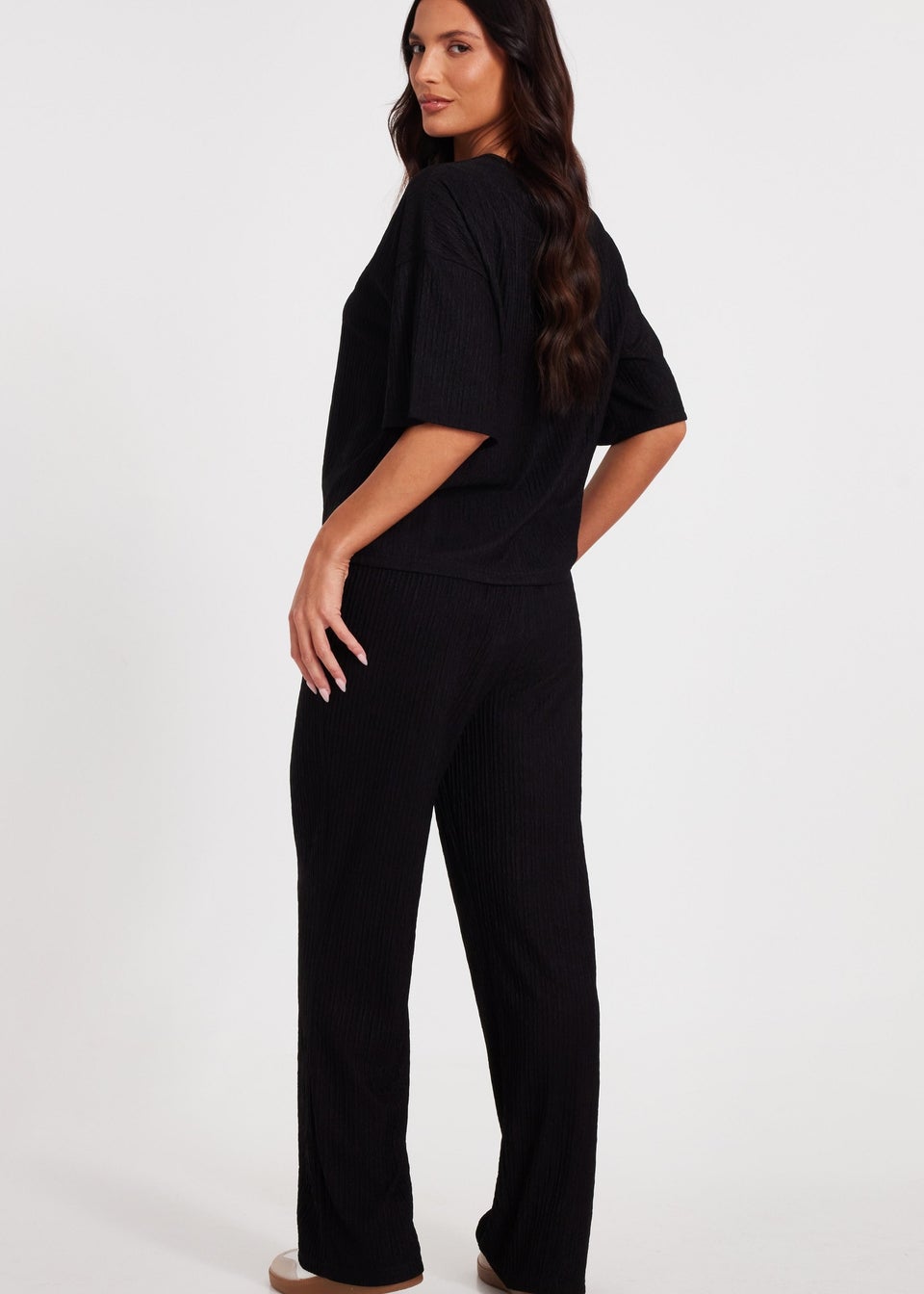 Quiz Black Textured T-Shirt