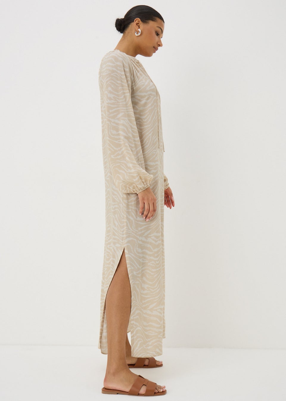 Taupe Zebra Tunic Midaxi Dress