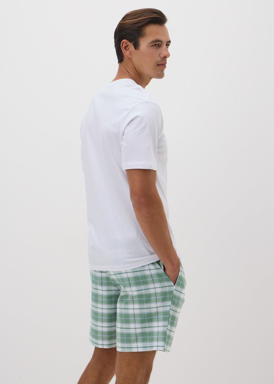 Green Check Woven Shorts
