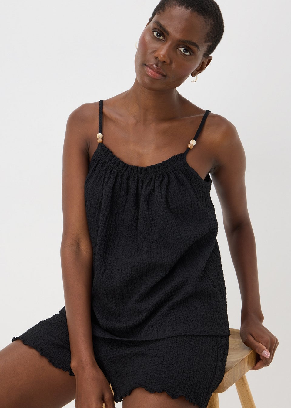 Black Textured Co Ord Cami Top