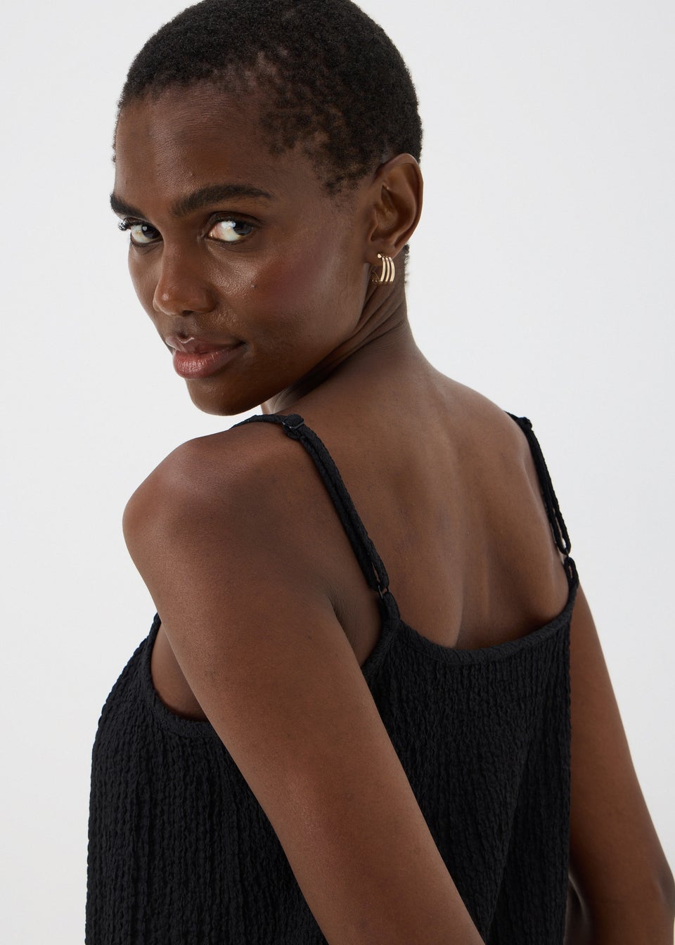 Black Textured Co Ord Cami Top