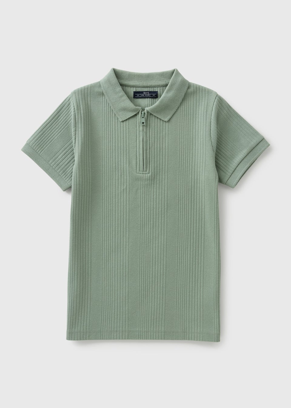 Boys Green Ribbed Polo Top (7-15yrs)