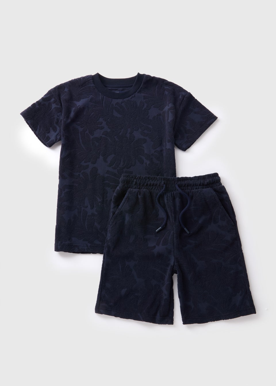 Boys Navy Towel T-Shirt & Shorts Set (7-15yrs)