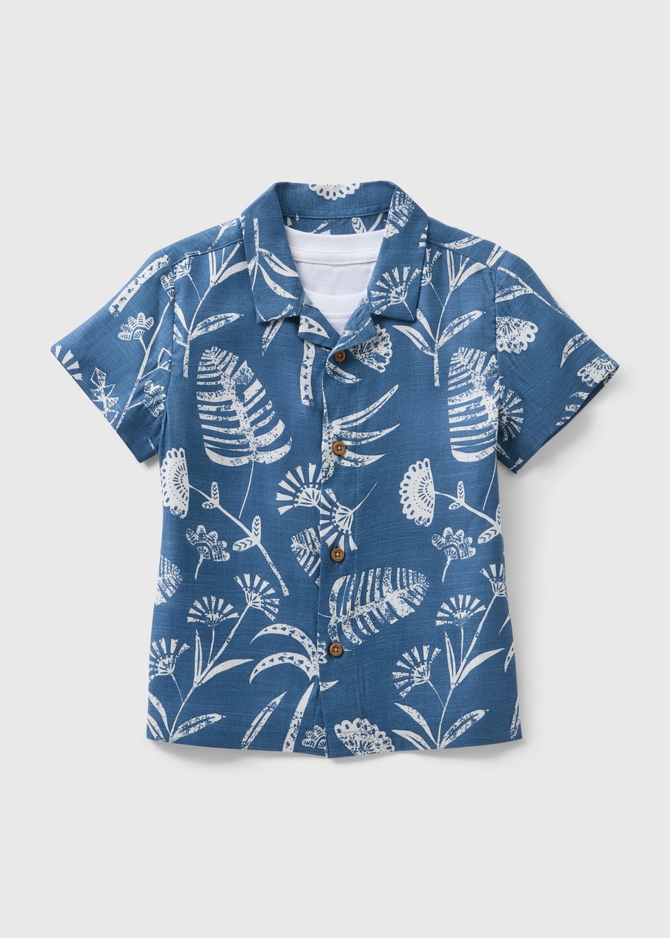 Boys Blue Leaf Tee & Shirt Set