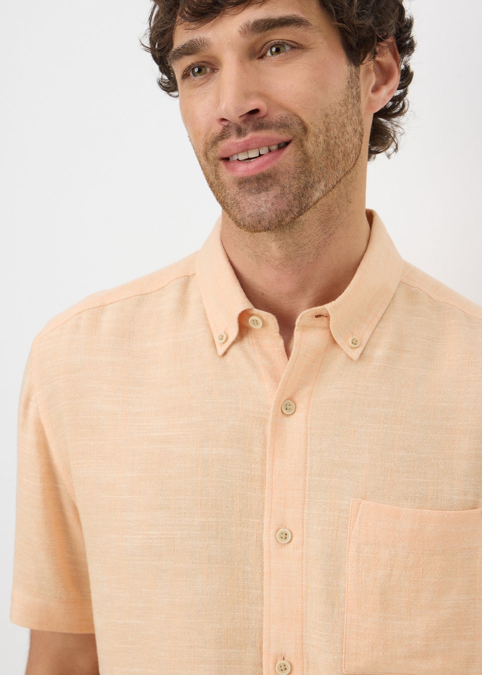 Peach Dyed Linen Blend Shirt
