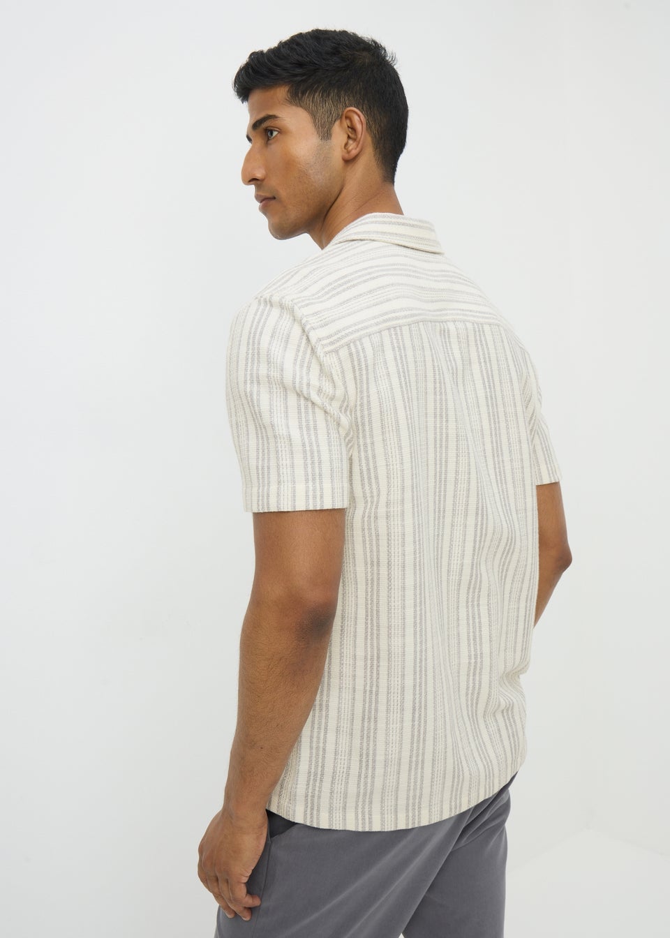 Grey Stripe Cheesecloth Shirt