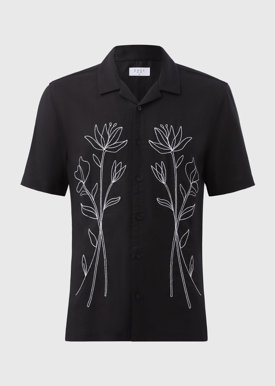 Black Floral Embroidered Shirt