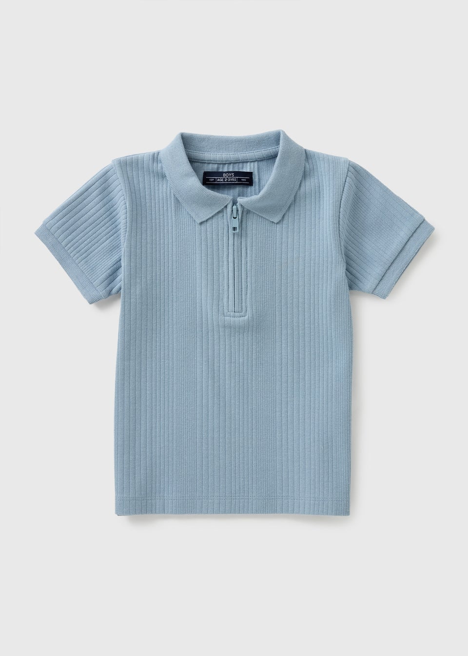 Boys Blue Ribbed Smart Polo Shirt (1-7yrs)