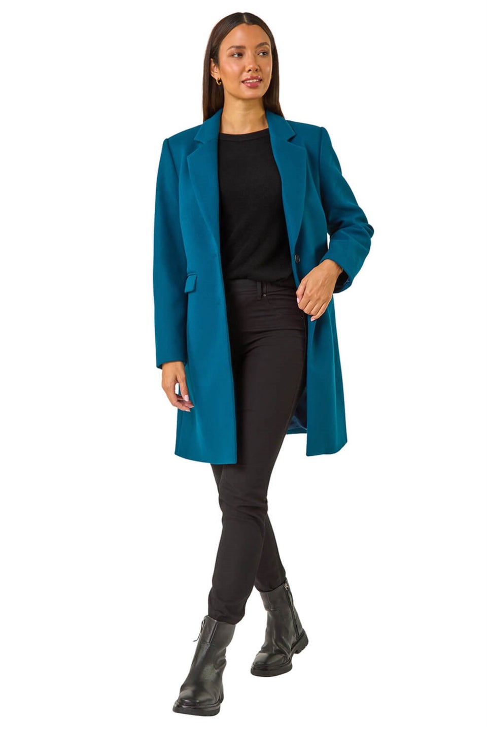 Roman Teal Tailored Single Breasted Coat