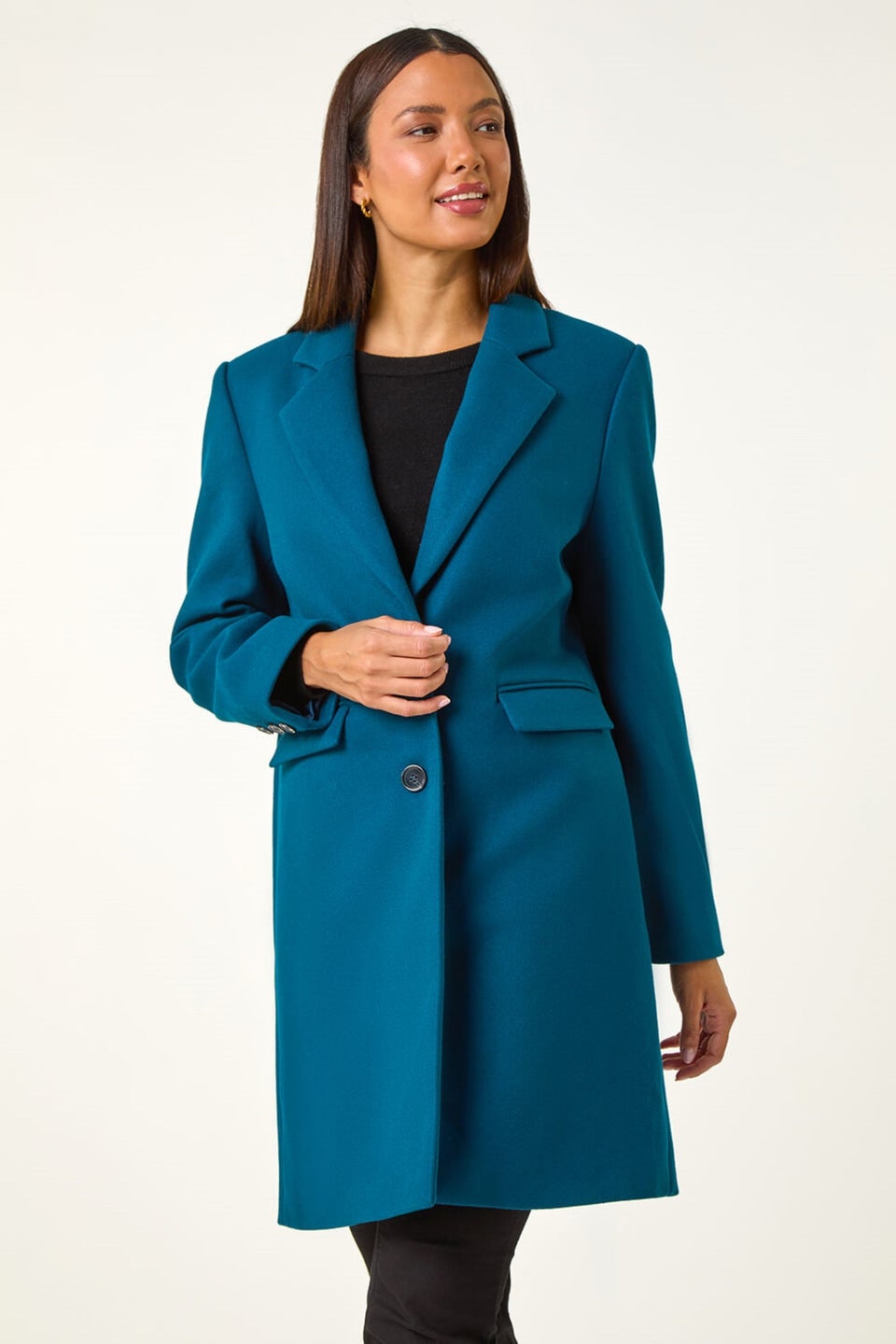 Roman Teal Tailored Single Breasted Coat