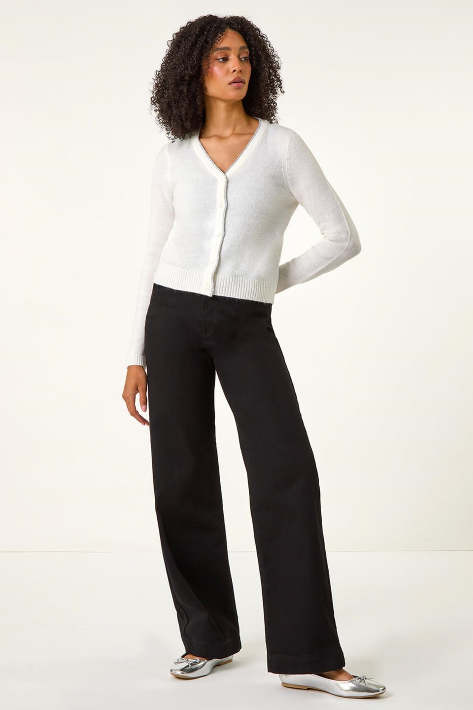 Ribbed white cardigan clearance