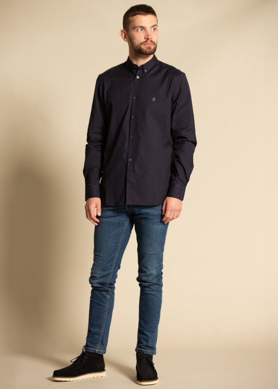 French Connection Navy Cotton Long Sleeve Oxford Shirt