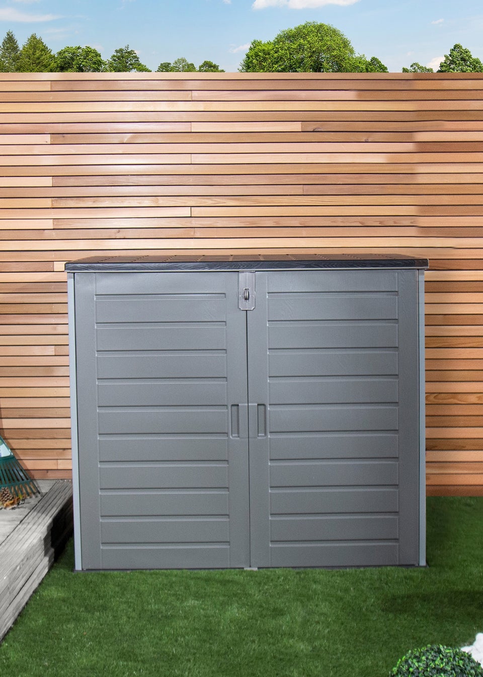 Charles Bentley 1170L Grey and Black Outdoor Storage Cabinet