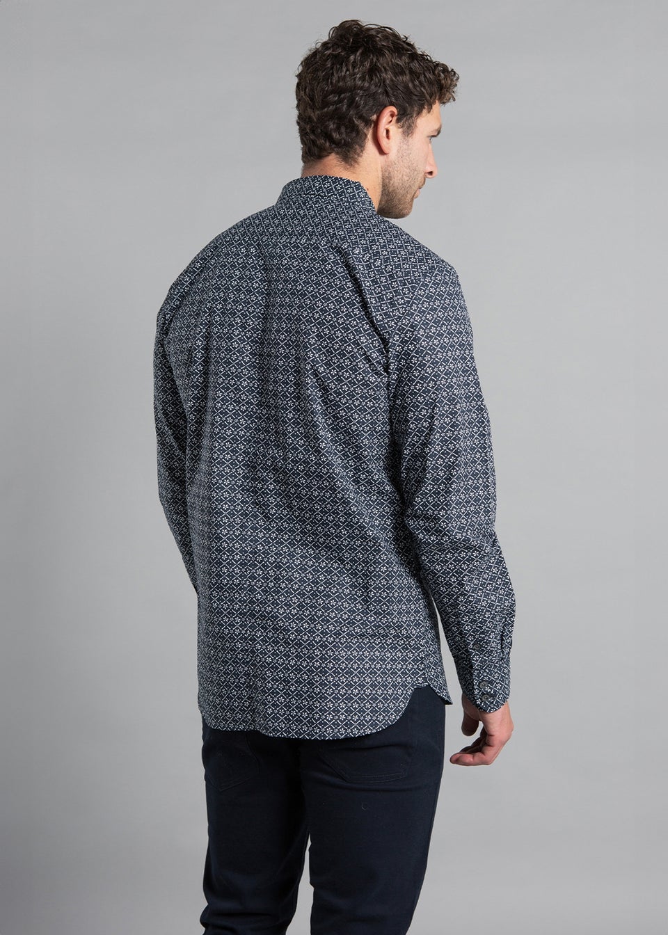 French Connection Navy Cotton Long Sleeve Floral Shirt