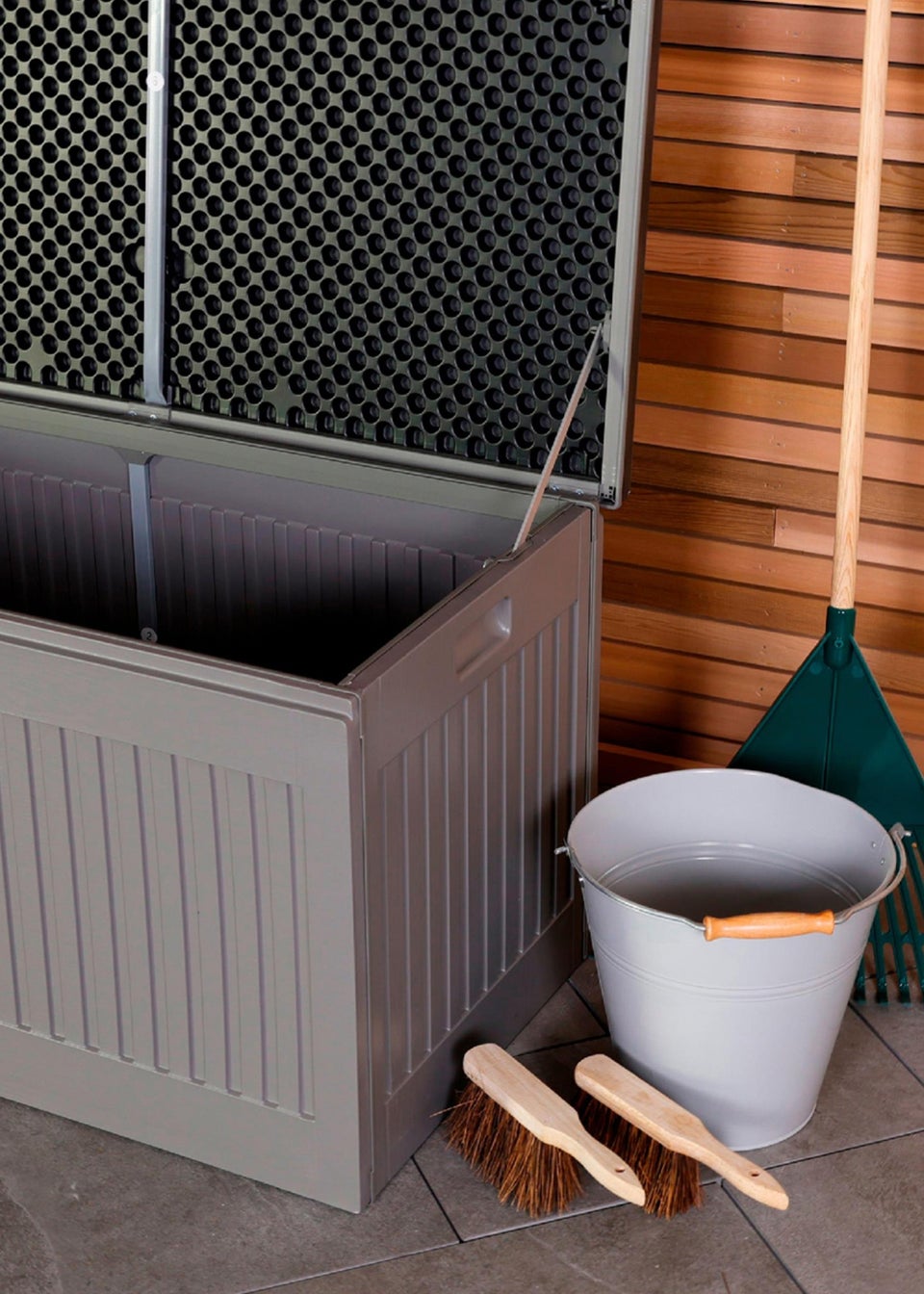 Charles Bentley Grey and Black Outdoor Plastic Storage Box