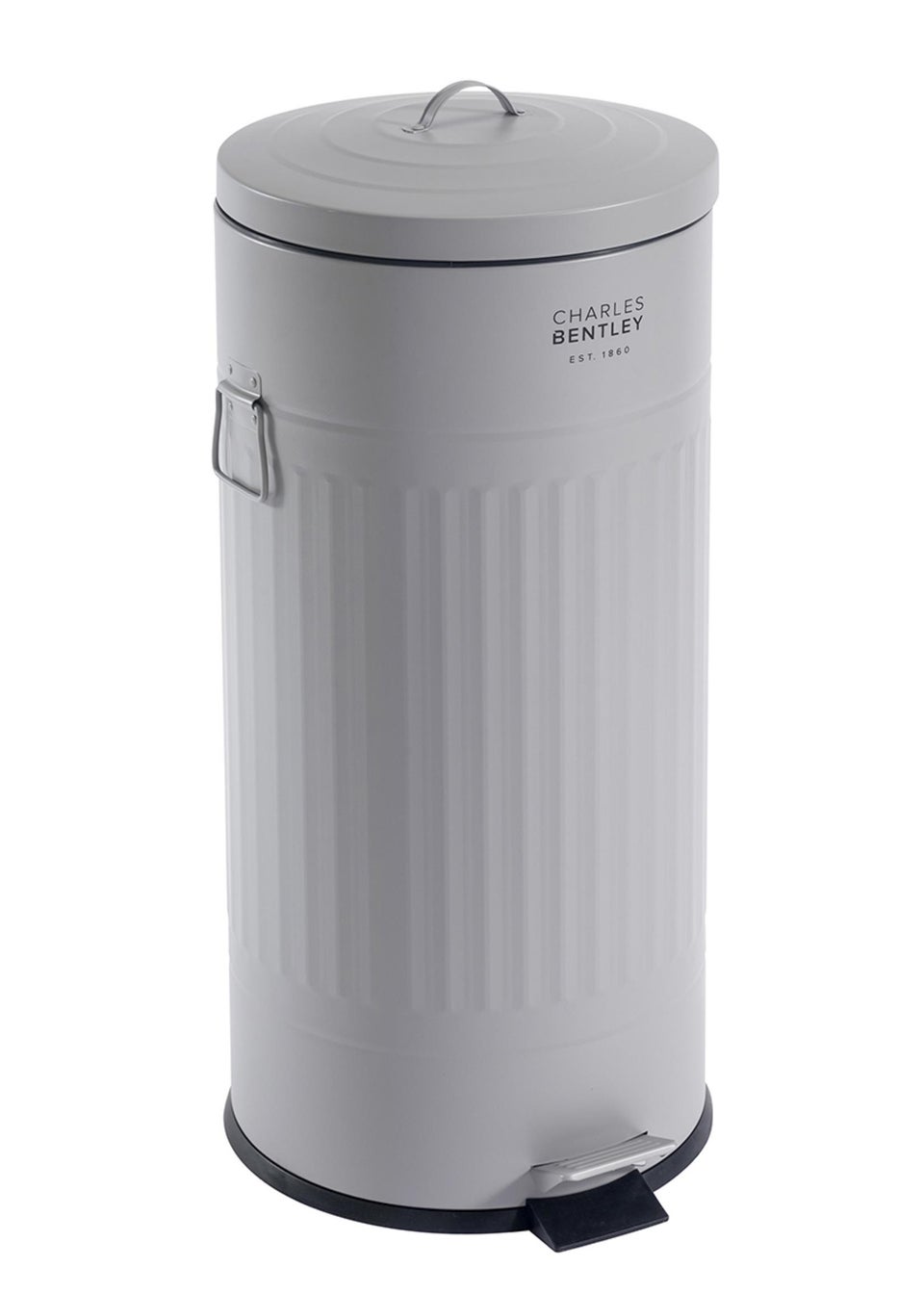 Charles Bentley Light Grey Round Retro Kitchen Pedal Bin