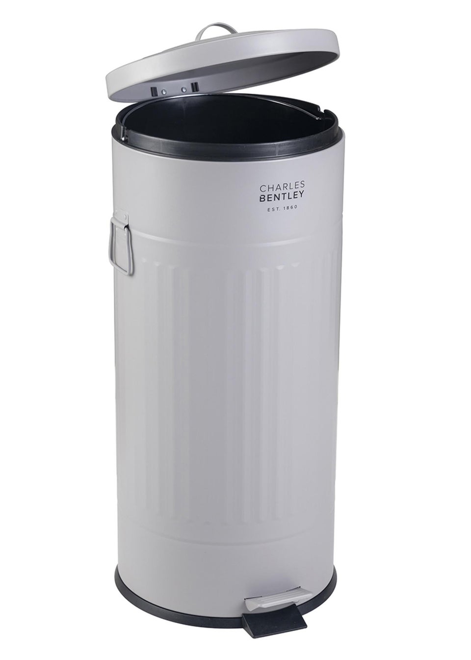 Charles Bentley Light Grey Round Retro Kitchen Pedal Bin