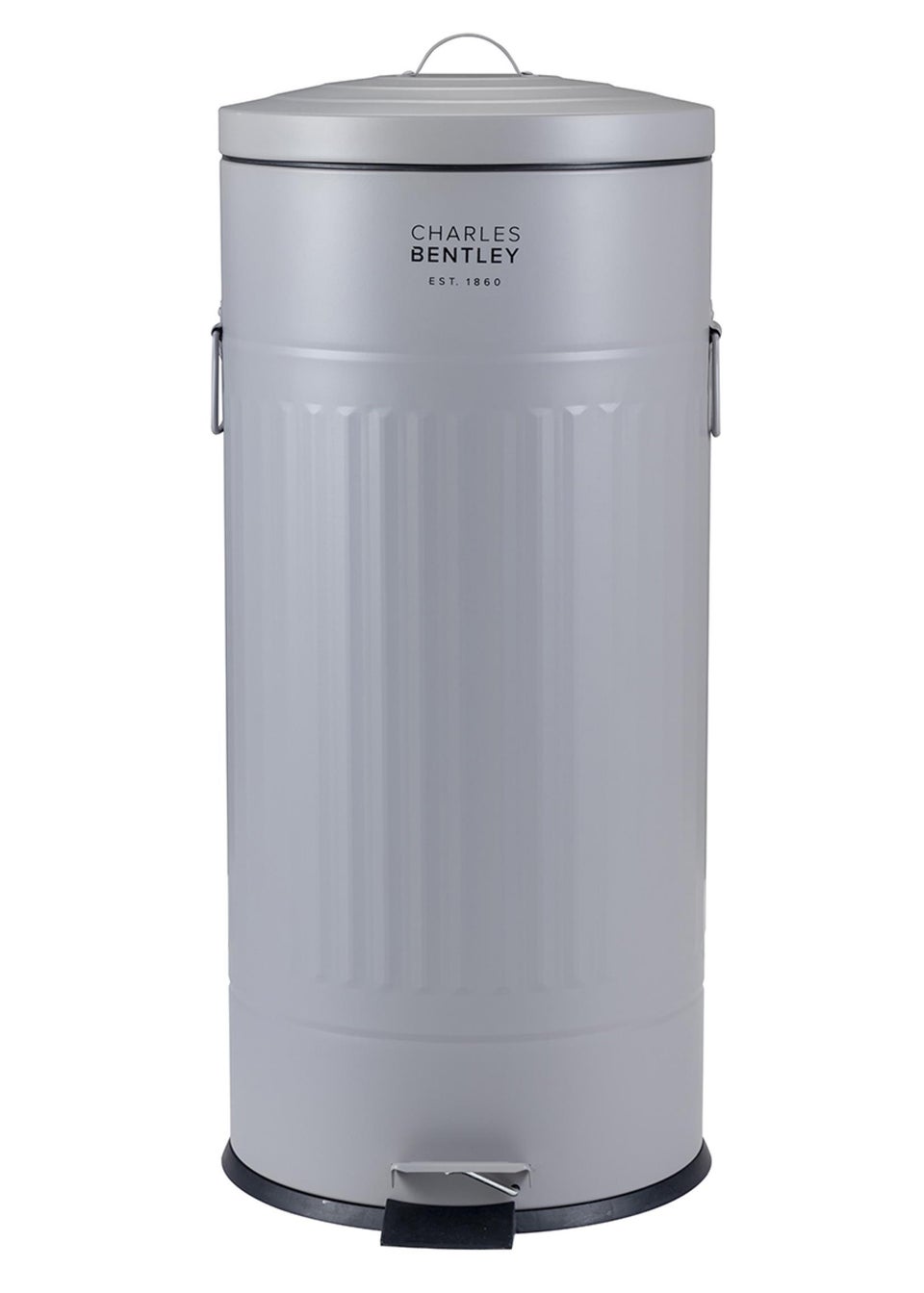 Charles Bentley Light Grey Round Retro Kitchen Pedal Bin