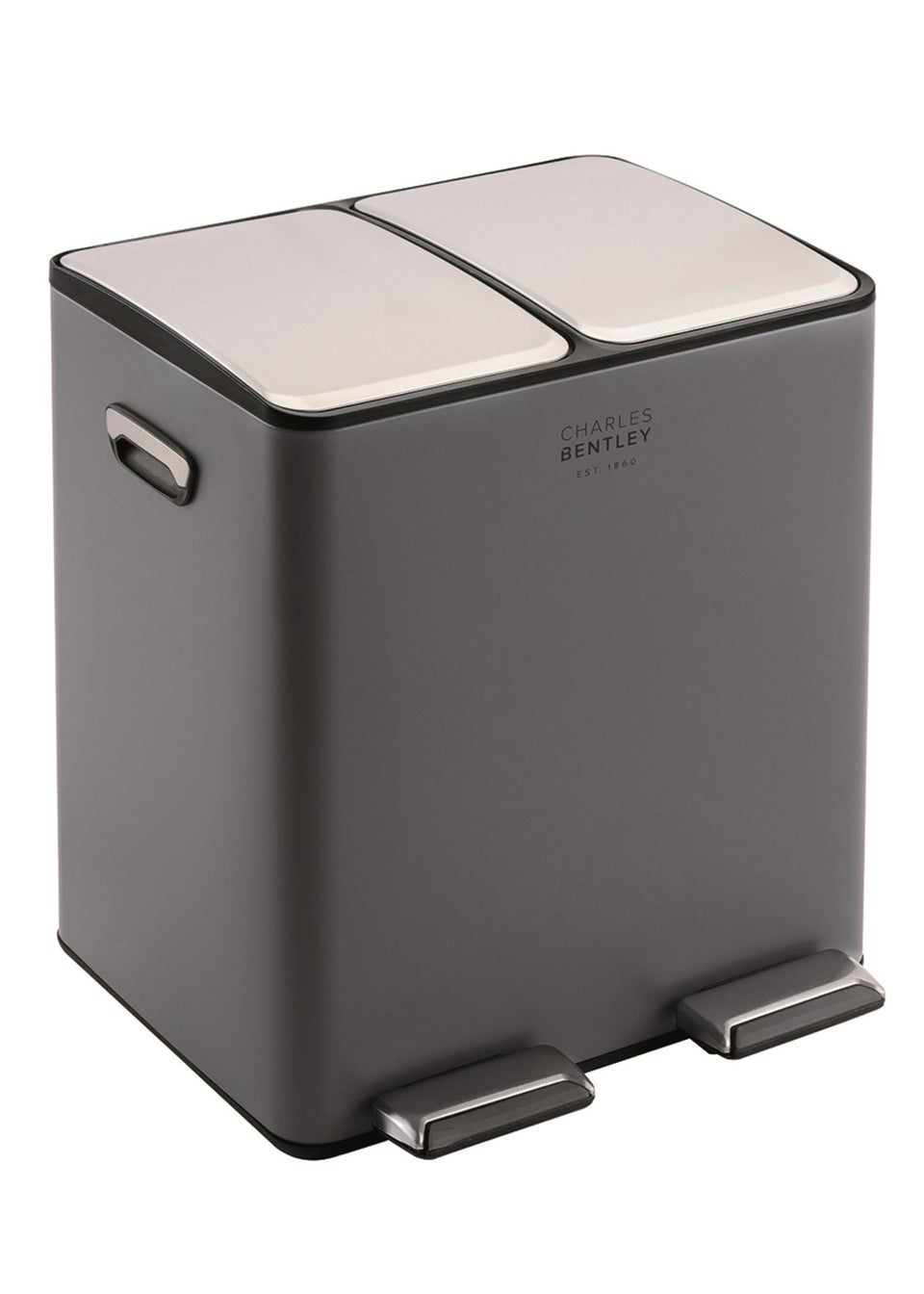 Charles Bentley Double Compartment Dark Grey Kitchen Bin