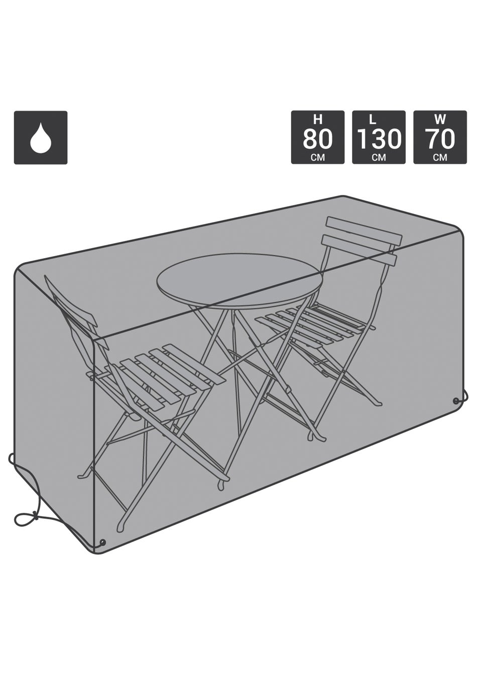 Charles Bentley Black Rectangular Bistro Set Furniture Cover