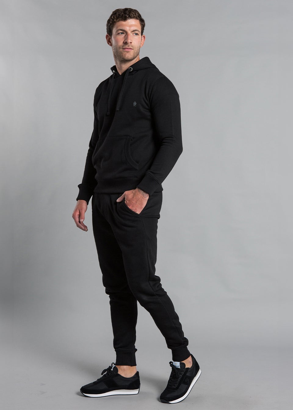 French Connection Black Cotton Blend Hoody & Jogger Tracksuit Co-Ord