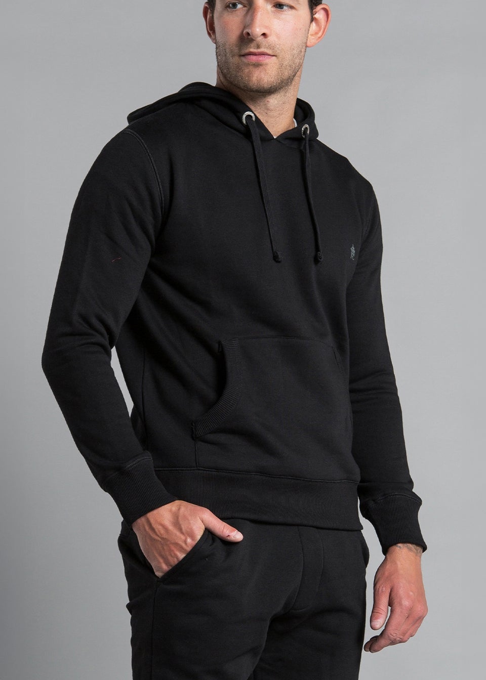 French Connection Black Cotton Blend Hoody & Jogger Tracksuit Co-Ord