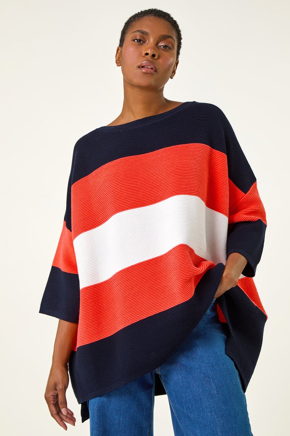 Roman Rust Textured Colour Block Knit Jumper