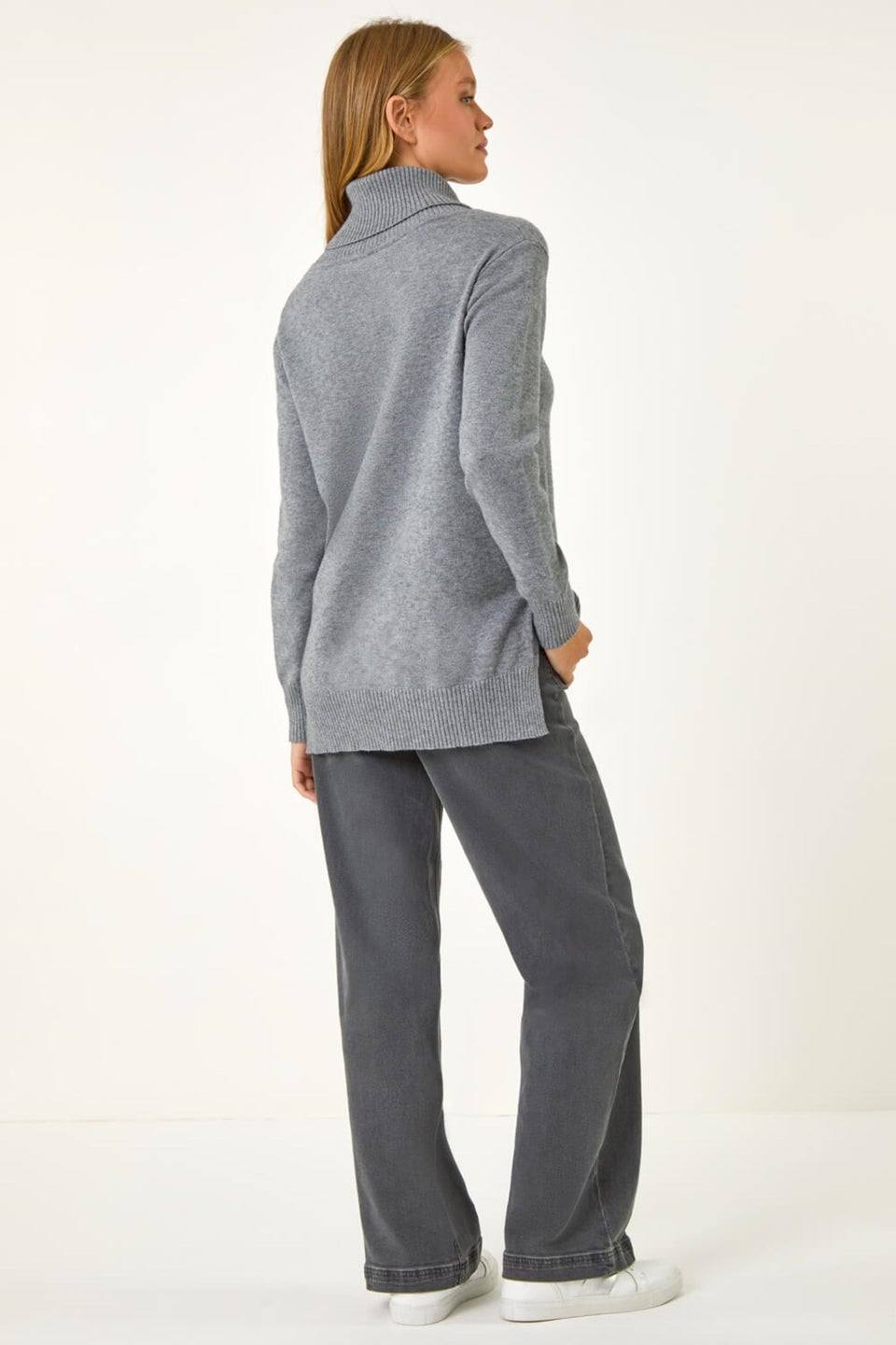 Roman Grey Soft Roll Neck Knit Jumper