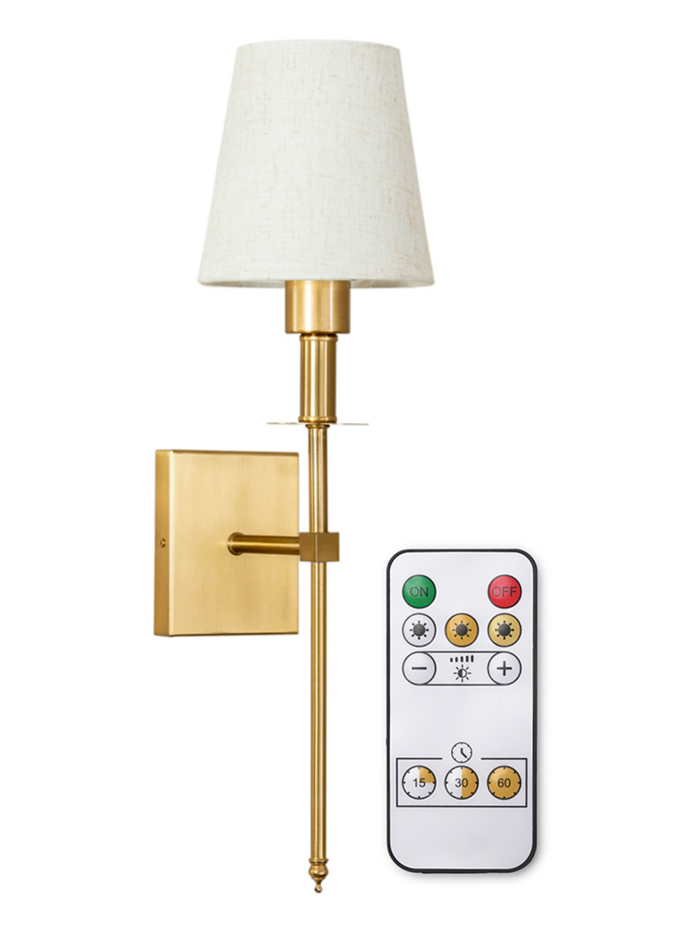 ValueLights Single Gold Wall Light with Cream Shade Integrated LED (58cm x 19cm x 19cm)