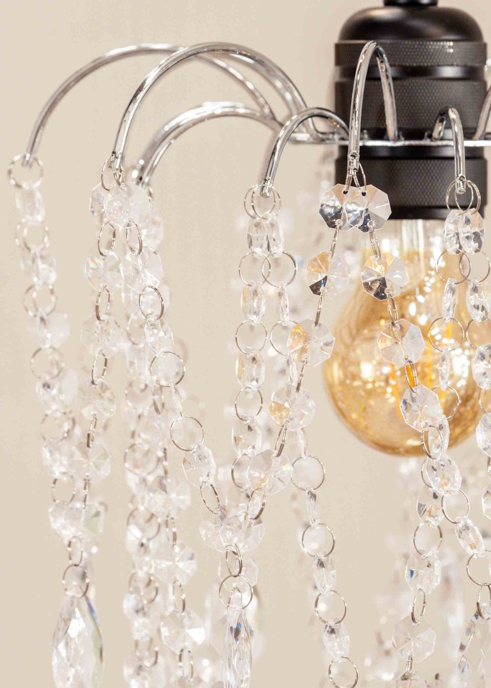 ValueLights Blanche Polished Silver Tiered Ceiling Pendant Droplets Shade (27cm x 25cm x 25cm)