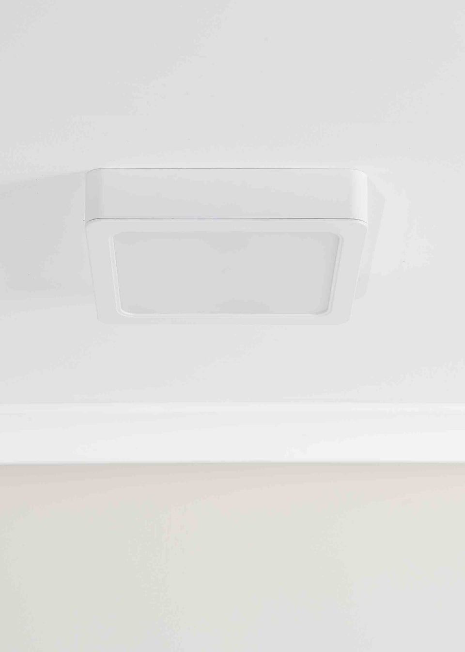 ValueLights Matte White Flush Light with White Square Shade Integrated LED