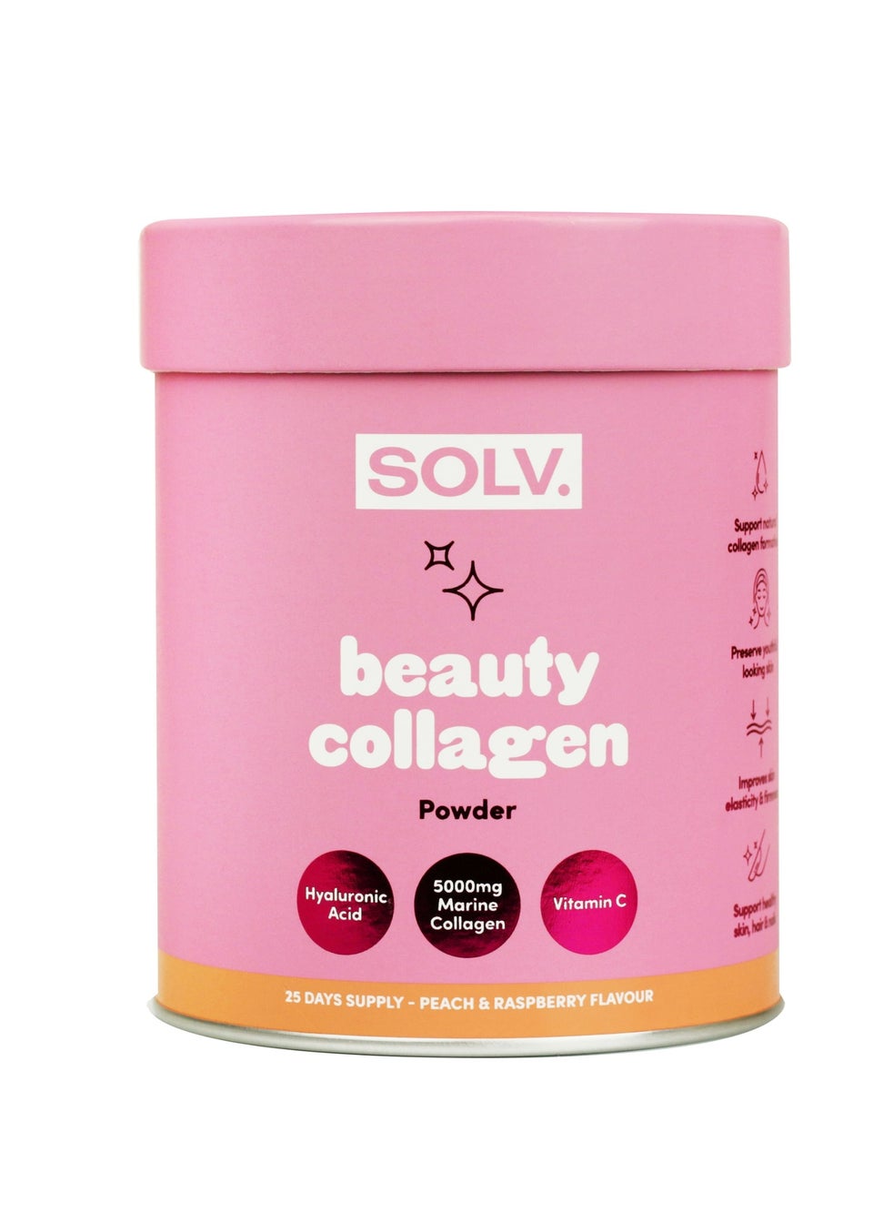 SOLV. Collagen Peach & Raspberry Powder Tube (188g)