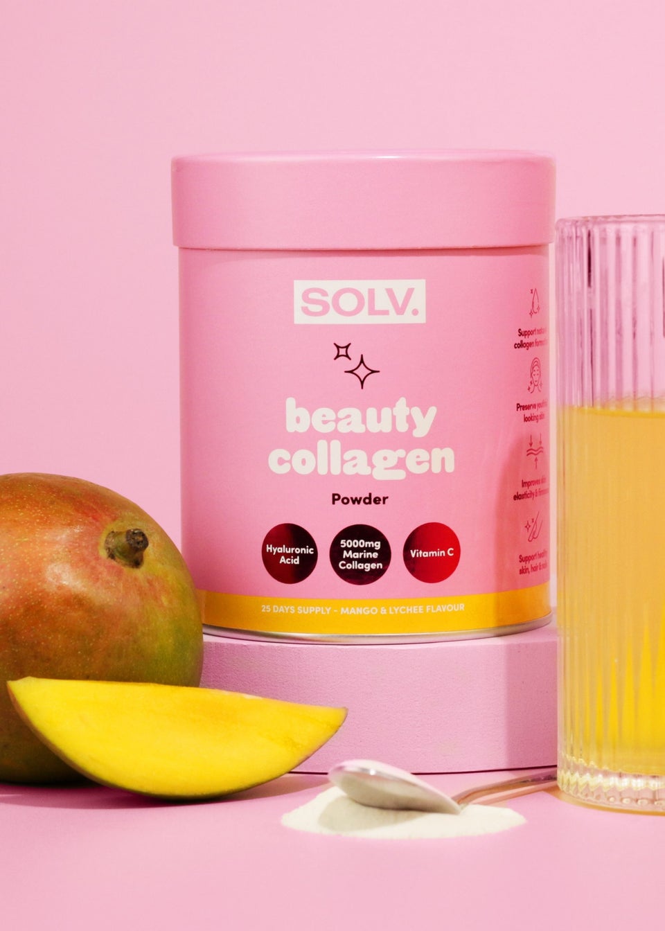 SOLV. Collagen Mango & Lychee Powder Tube (188g )