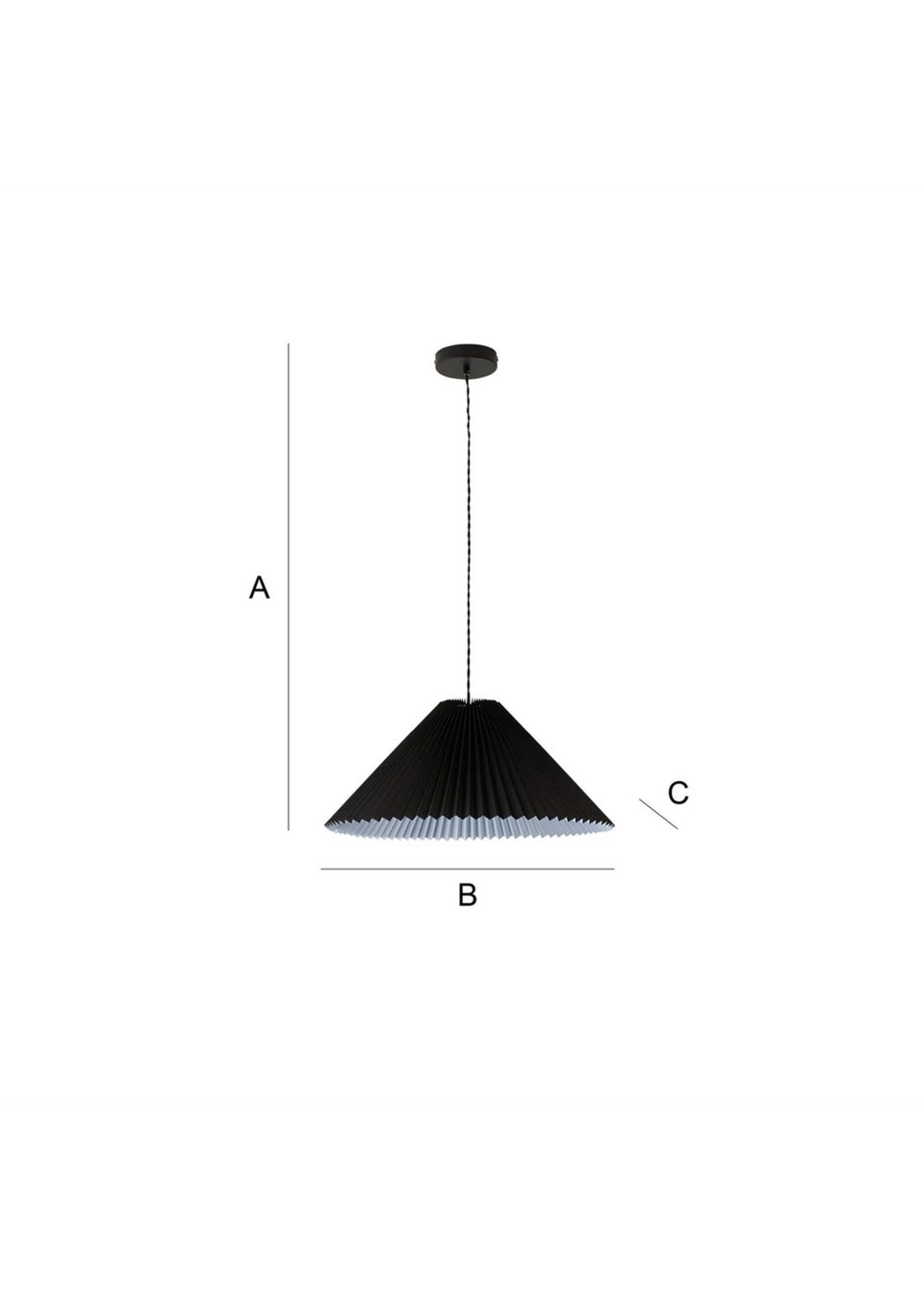 ValueLights Akira  Black Pendant Light with Grey Tapered Shade (113cm x 53cm x 53cm)