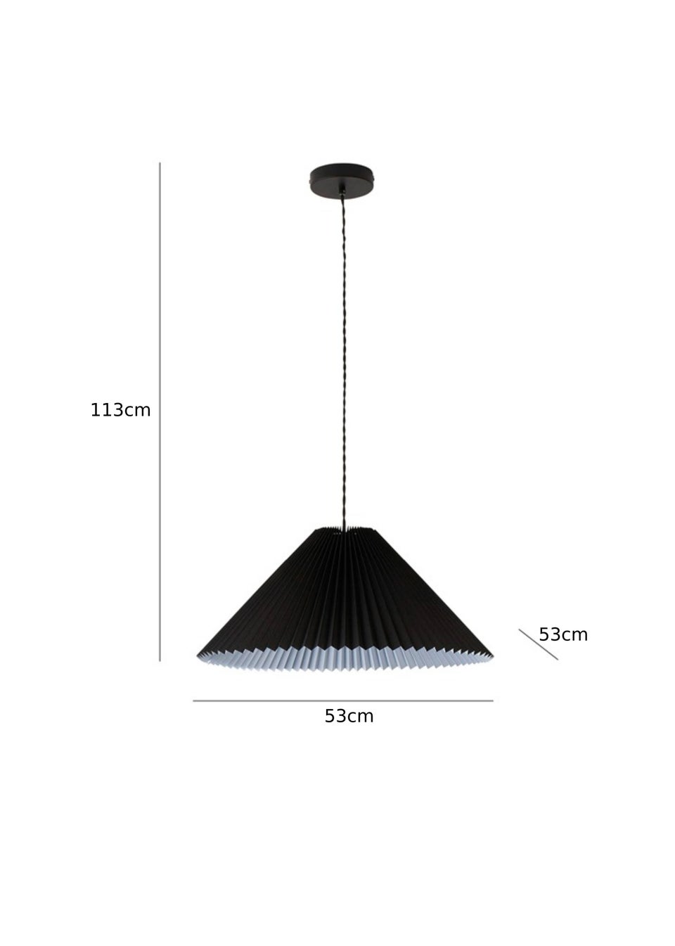 ValueLights Akira  Black Pendant Light with Grey Tapered Shade (113cm x 53cm x 53cm)