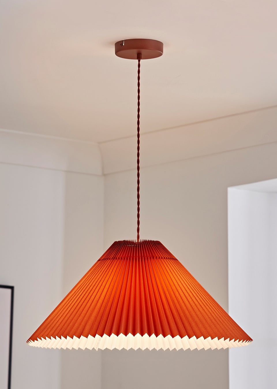 ValueLights Akira  Orange Pendant Light with Orange Tapered Shade (113cm x 53cm x 53cm)