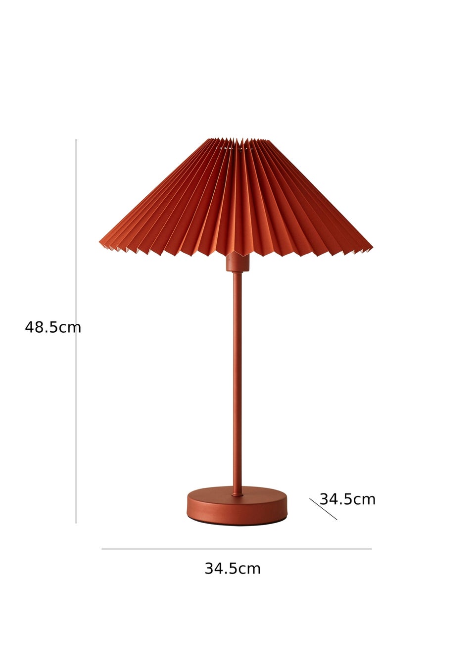 ValueLights Akira  Orange Table Lamp with Orange Tapered Shade (48.5cm x 34.5cm x 34.5cm)