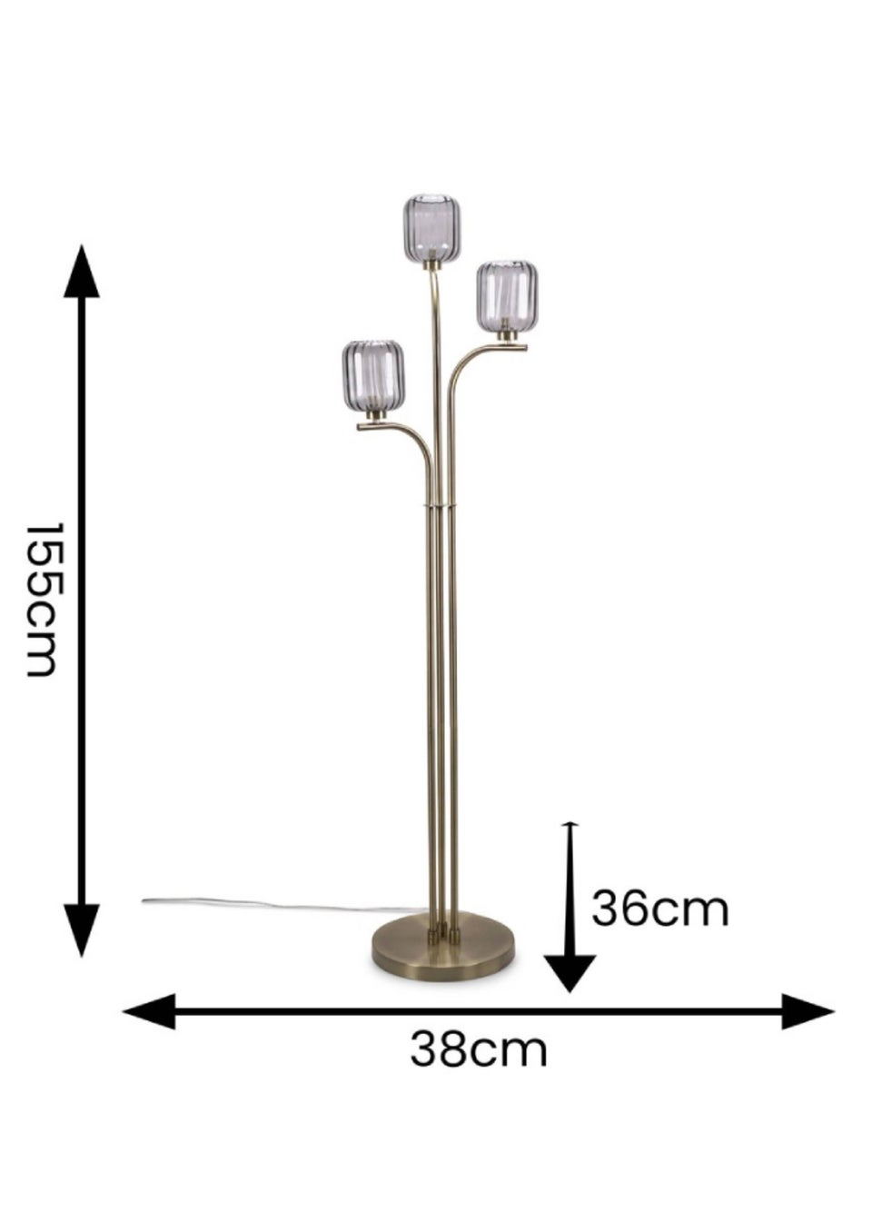 ValueLights Amelie Gold Floor Lamp with Grey Rectangular Shade